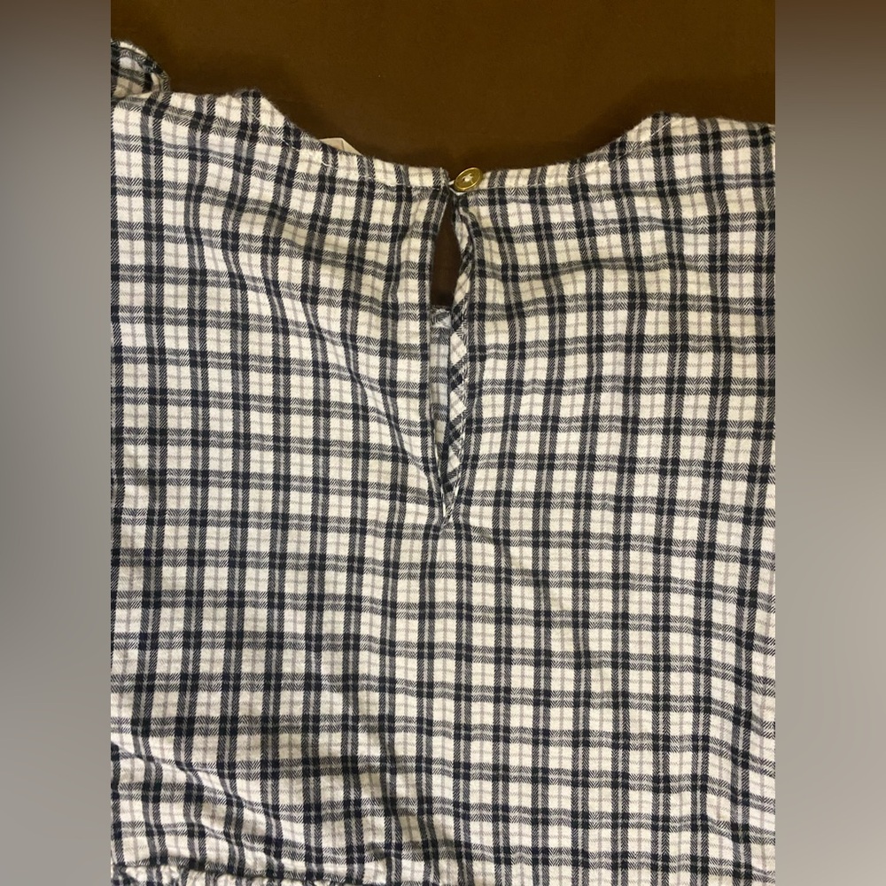Crewcuts Black & White Plaid Blouse Girls' ruffle-shoulder flannel top sz large - Picture 10 of 10